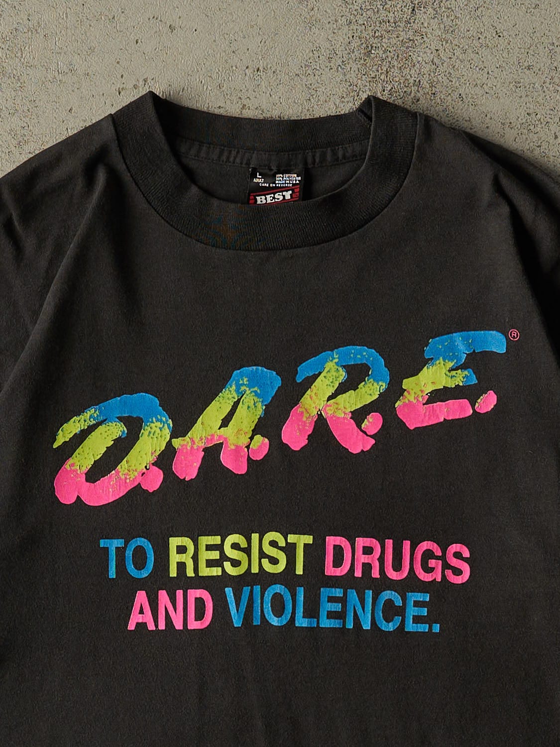 Vintage 80s Faded Black DARE Single Stitch Tee (M/L)