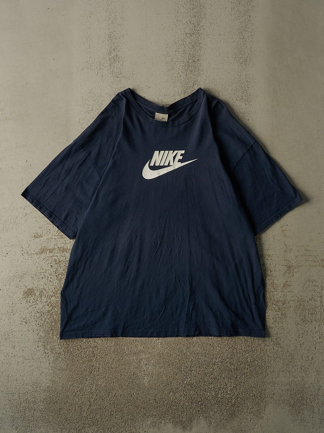 Vintage Y2K Navy Blue Nike Logo Tee (XXL)