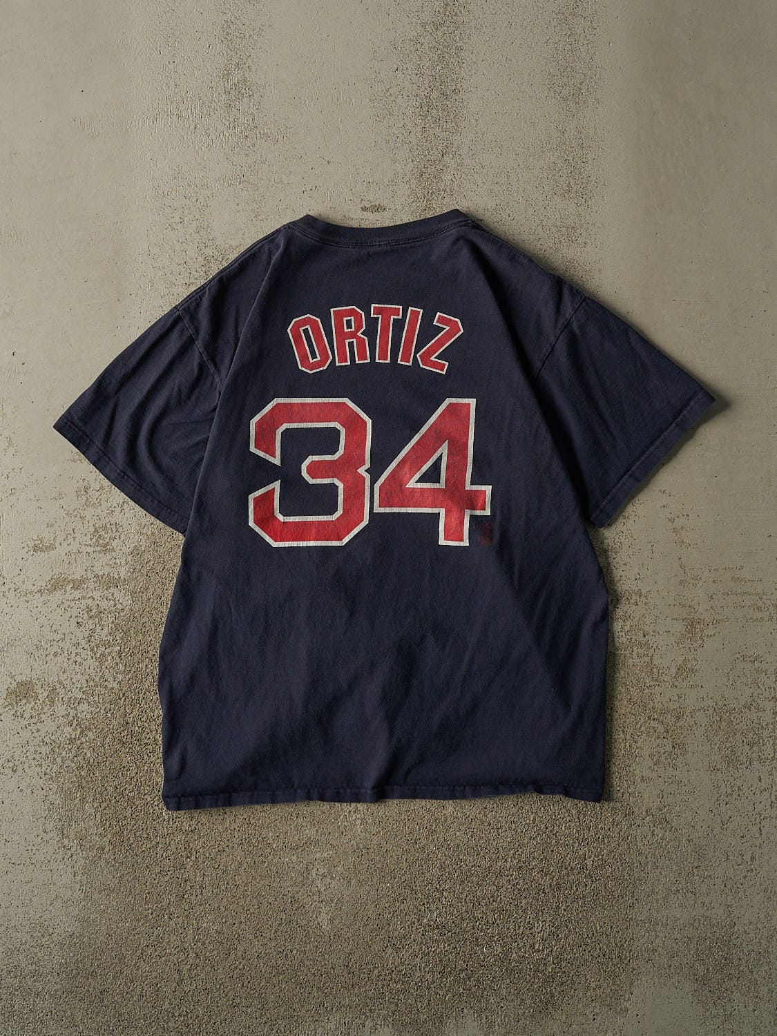 Vintage Y2K Navy Blue Boston Red Sox #34 David Ortiz Tee (L/XL)