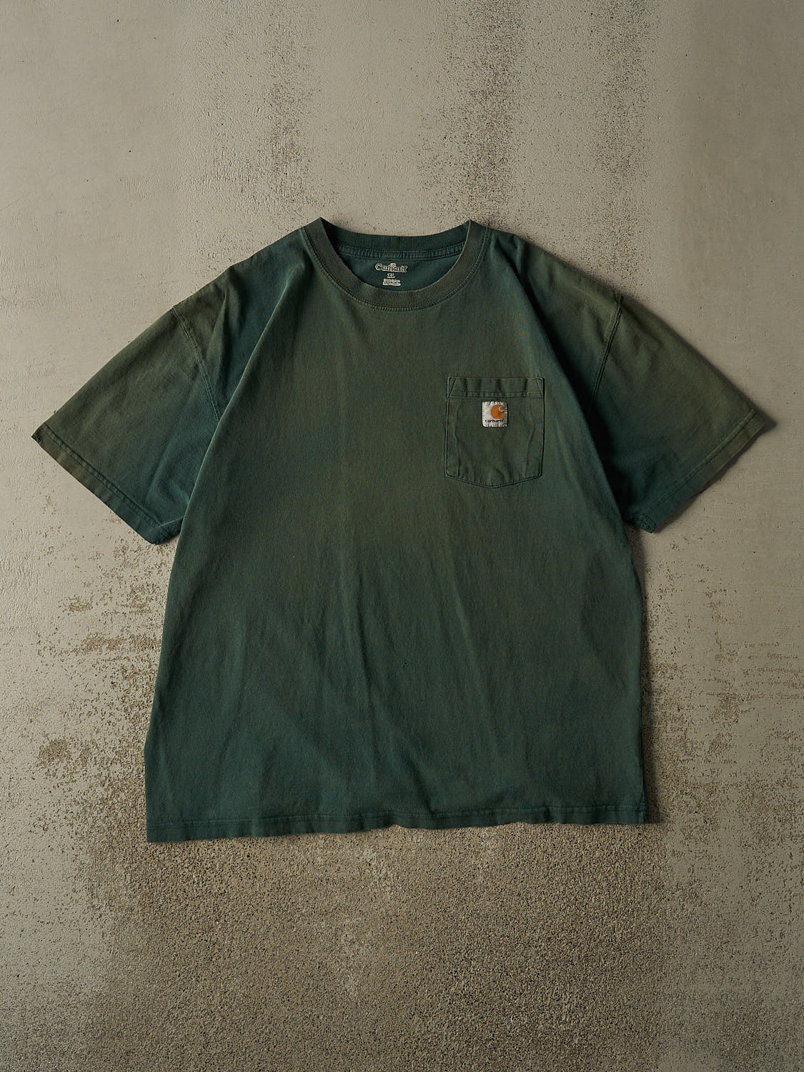 Vintage Y2K Sun Faded Green Carhartt Pocket Tee (XL/XXL)