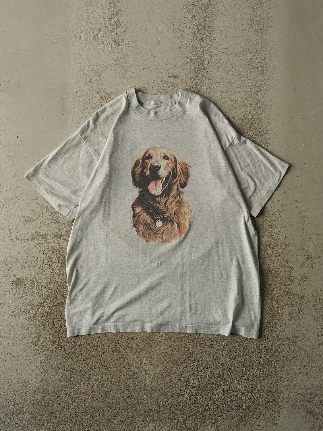 Vintage 90s Heather Grey Dog Single Stitch Tee (XL)