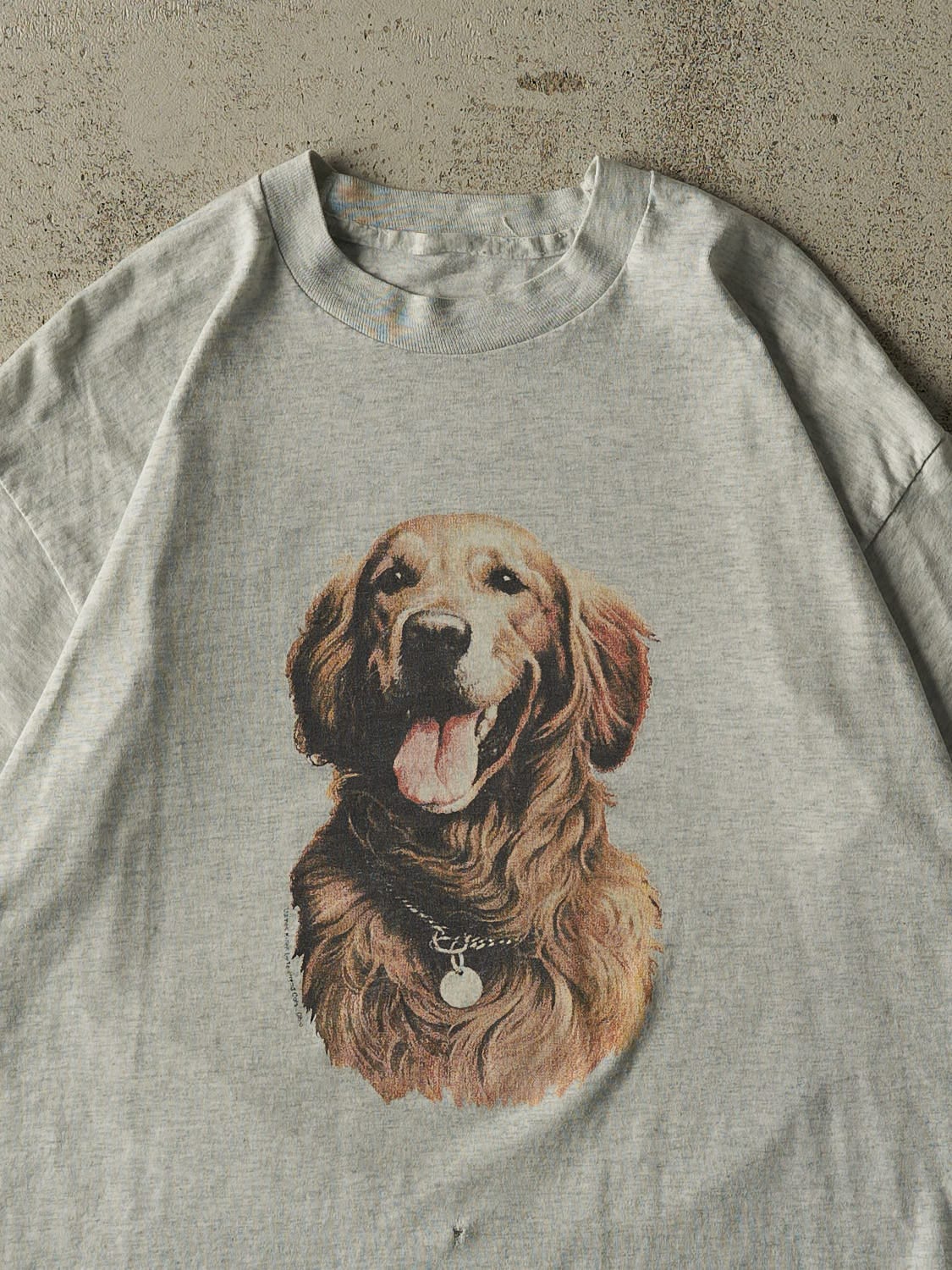 Vintage 90s Heather Grey Dog Single Stitch Tee (XL)
