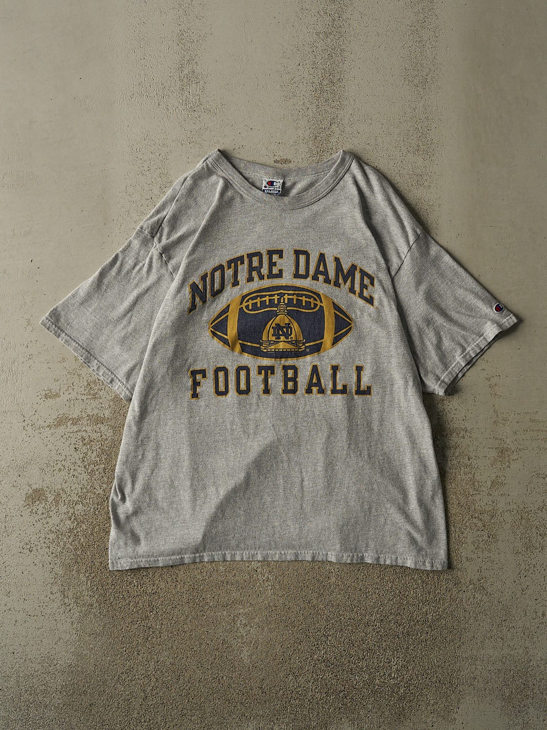 Vintage 90s Grey University Of Notre Dame Football Tee (XL/XXL)
