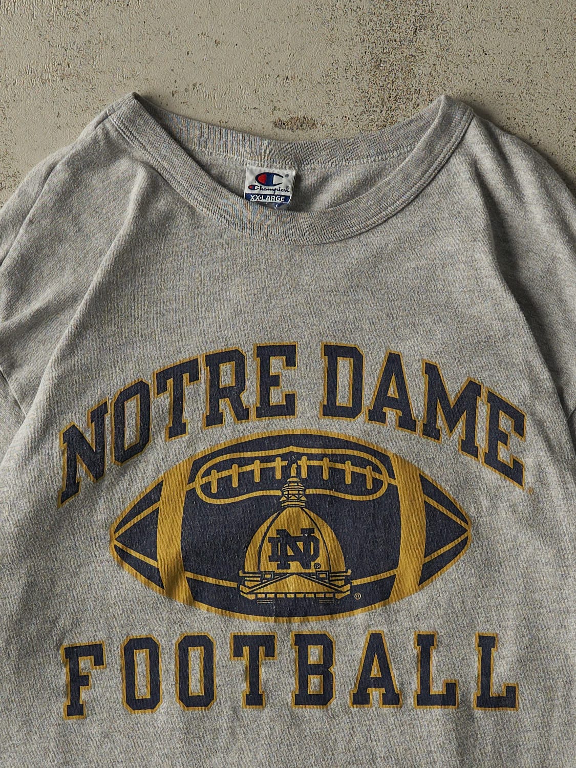 Vintage 90s Grey University Of Notre Dame Football Tee (XL/XXL)