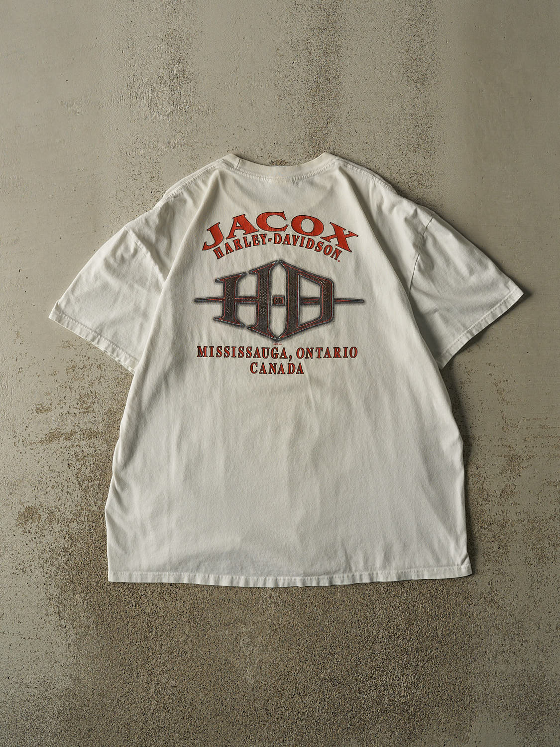 Vintage 13' White Harley Davidson Mississauga Pocket Tee (L/XL)