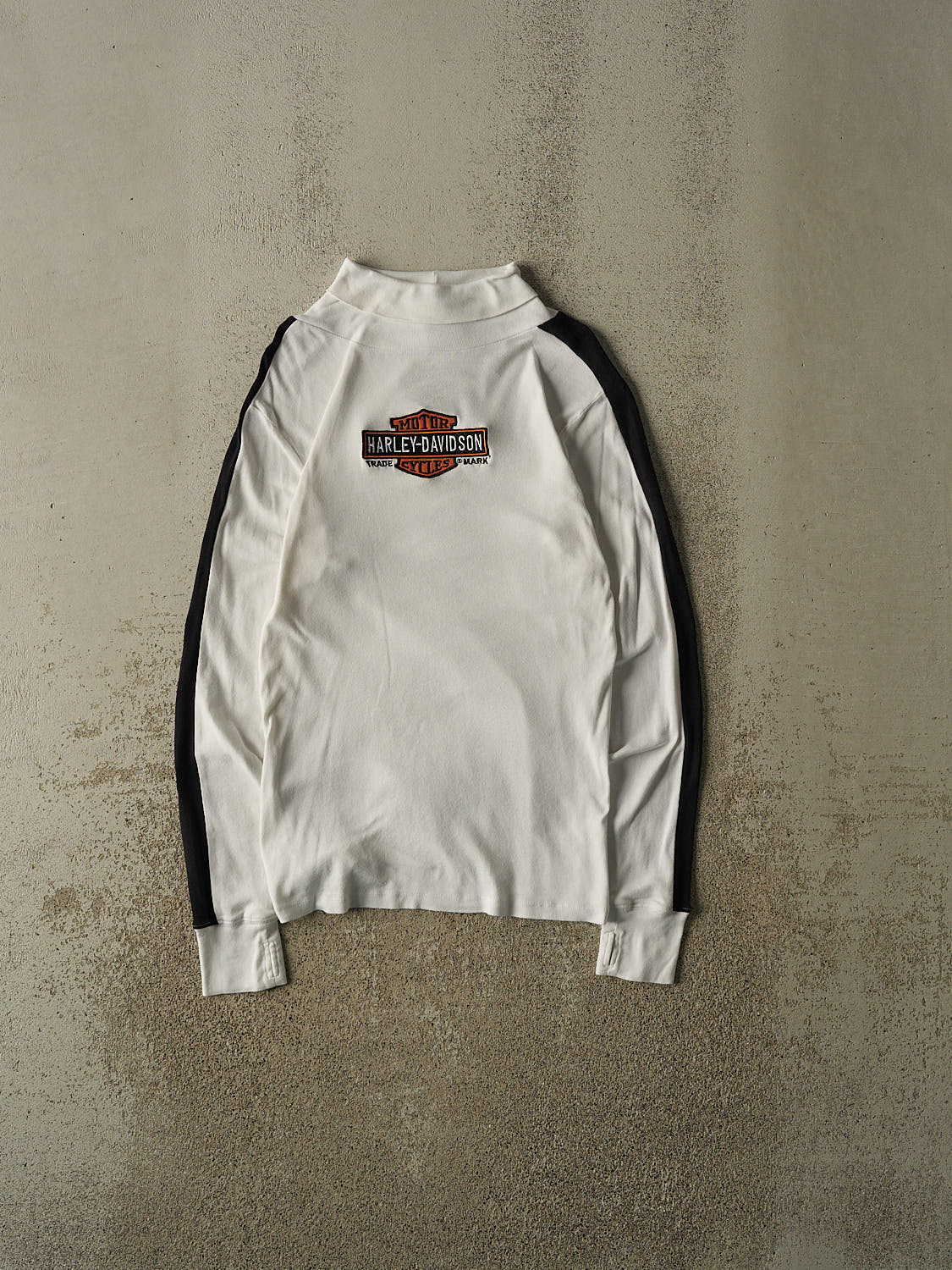 Vintage 90s White Harley Davidson Pawtucket RI Turtle Neck Long Sleeve (XXS/XS)