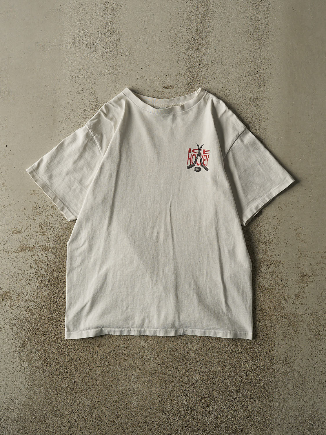 Vintage 90s White Ice Hockey Single Stitch Tee (M/L)