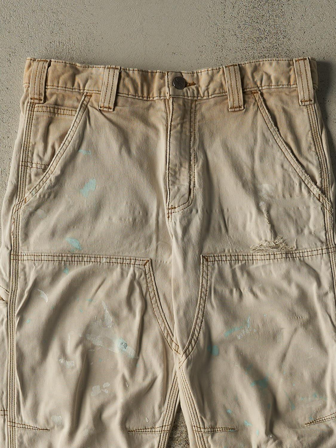 Vintage Y2K Beige Carhartt Double Knee Slim Fit Work Pants (30x31)