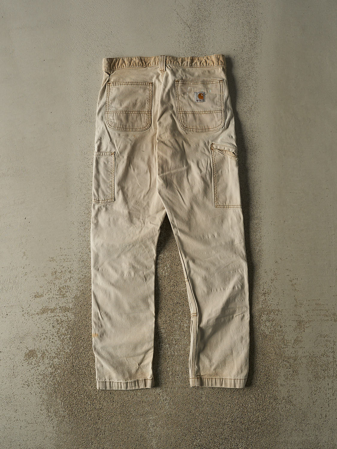 Vintage Y2K Beige Carhartt Double Knee Slim Fit Work Pants (30x31)