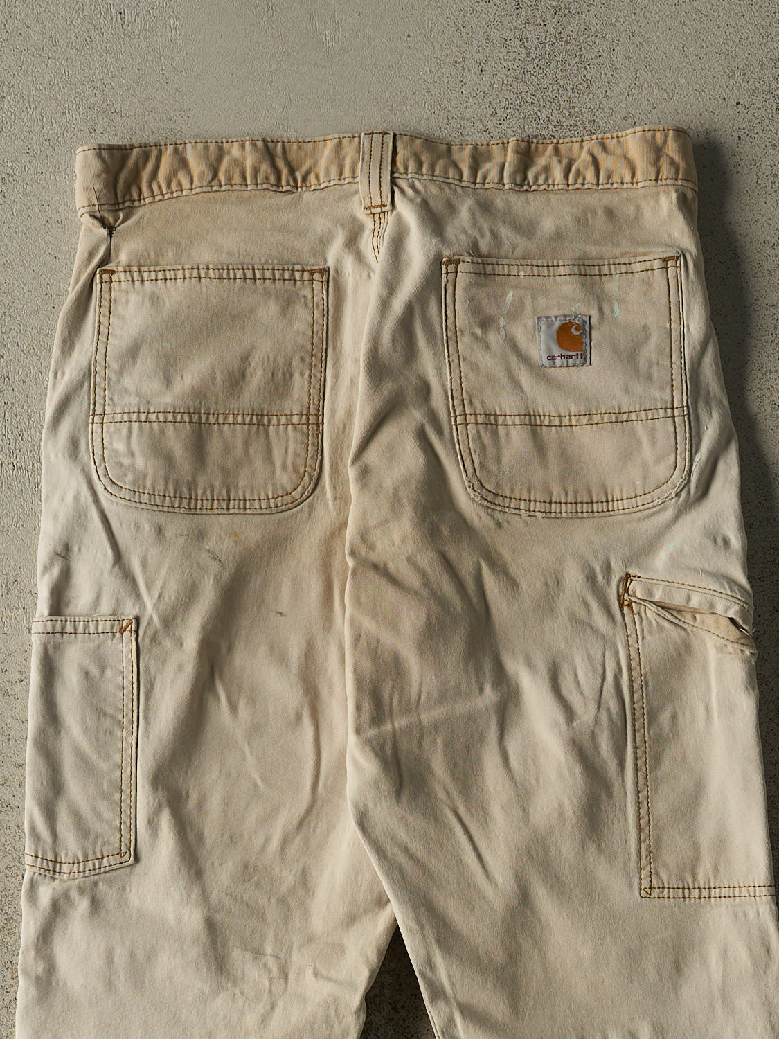 Vintage Y2K Beige Carhartt Double Knee Slim Fit Work Pants (30x31)