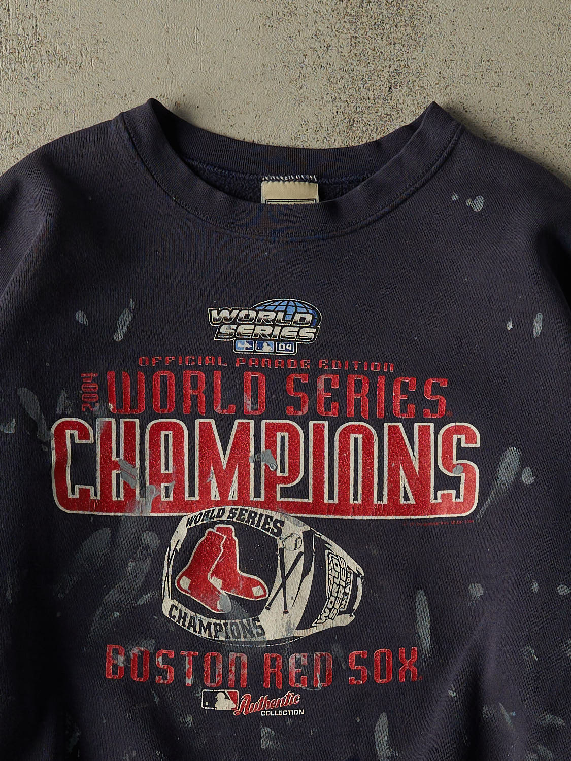 Vintage 04' Navy Blue Boston Red Sox World Series Champions Crewneck (XL)