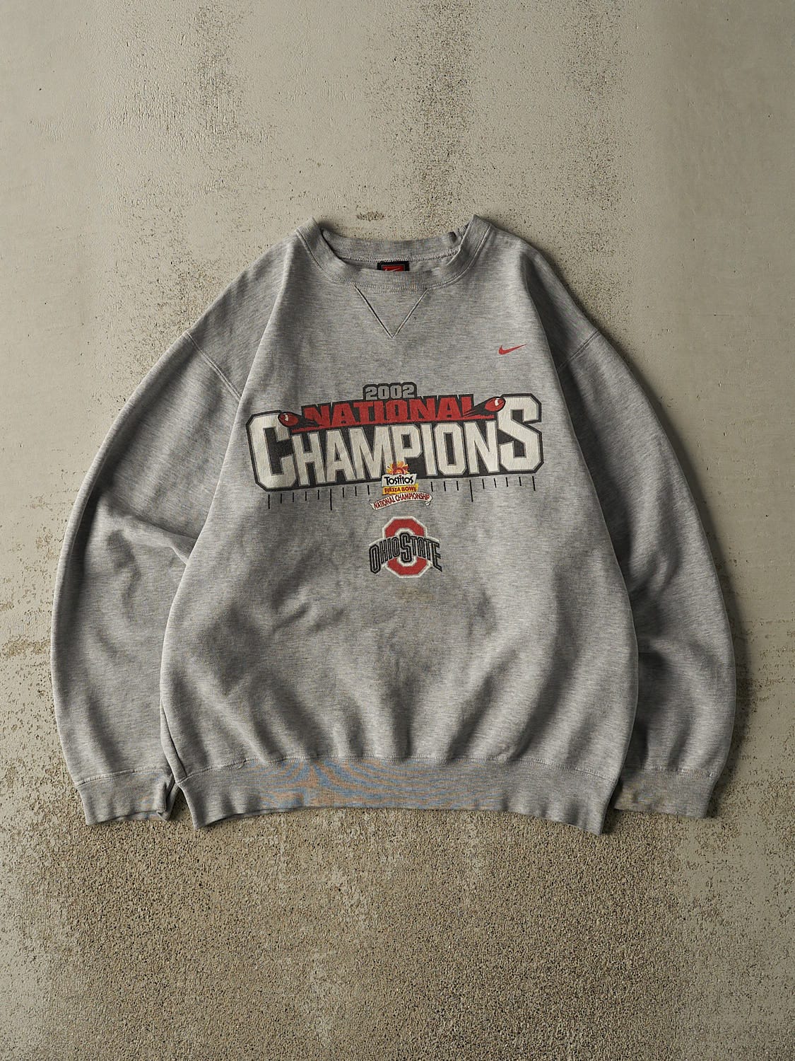 Vintage 02' Grey Nike Ohio State University Fiesta Bowl Champs Crewneck (M/L)