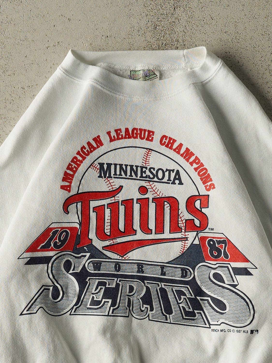 Vintage 87' White Minnesota Twins World Series Champions Crewneck (XS/S)