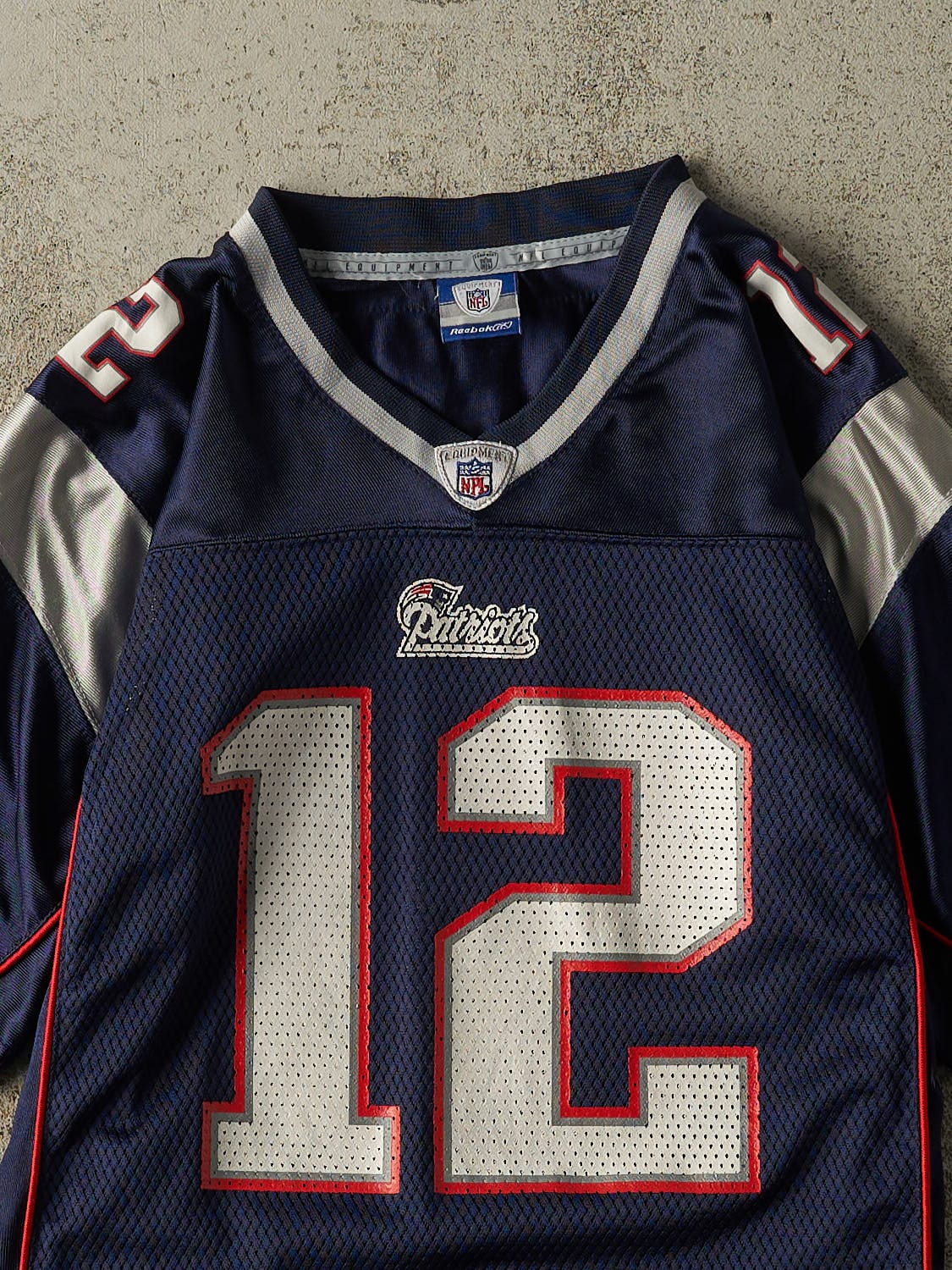 Vintage Y2K Navy Blue New England Patriots #12 Tom Brady Jersey (XS/S)