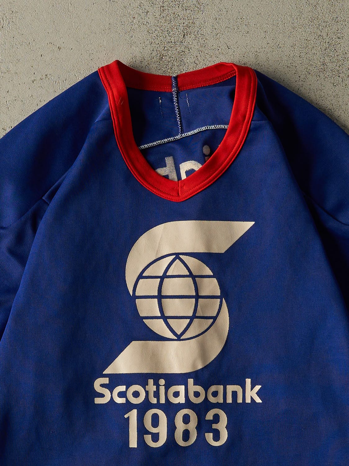 Vintage 83' Blue, Red & White Scotia Bank Hockey Jersey (S/M)