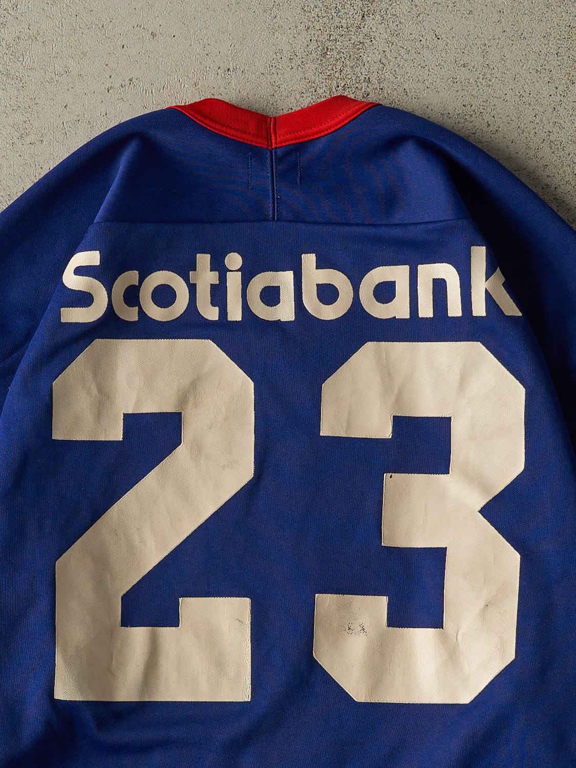 Vintage 83' Blue, Red & White Scotia Bank Hockey Jersey (S/M)