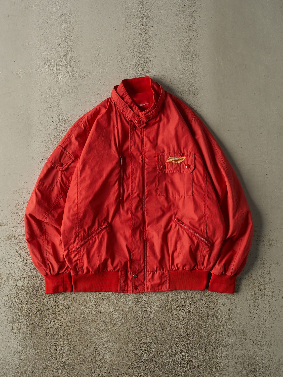 Vintage 80s Red Shell Bomber Windbreaker Jacket (L)