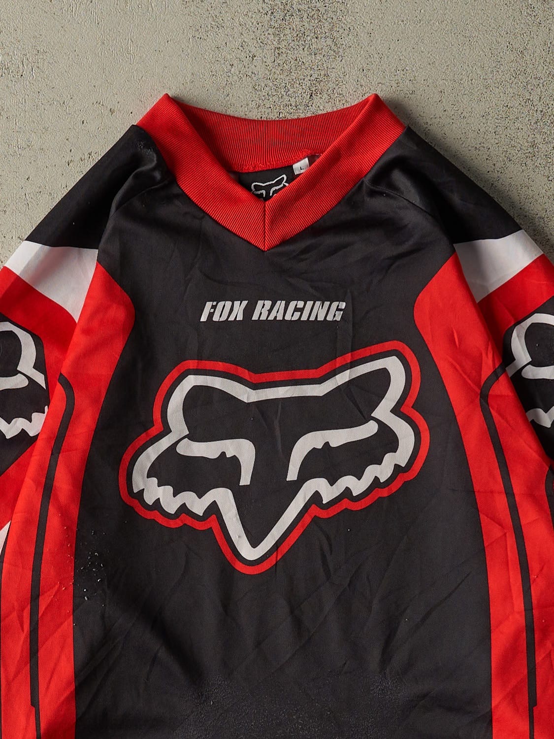 Vintage 90s Red, White & Black Fox Racing Jersey (L/XL)