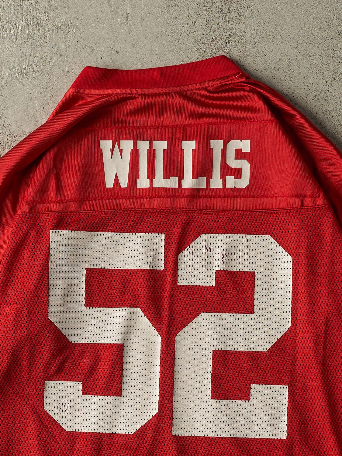 Vintage Y2K Red San Fransisco 49ers #52 Willis Football Jersey (XL)
