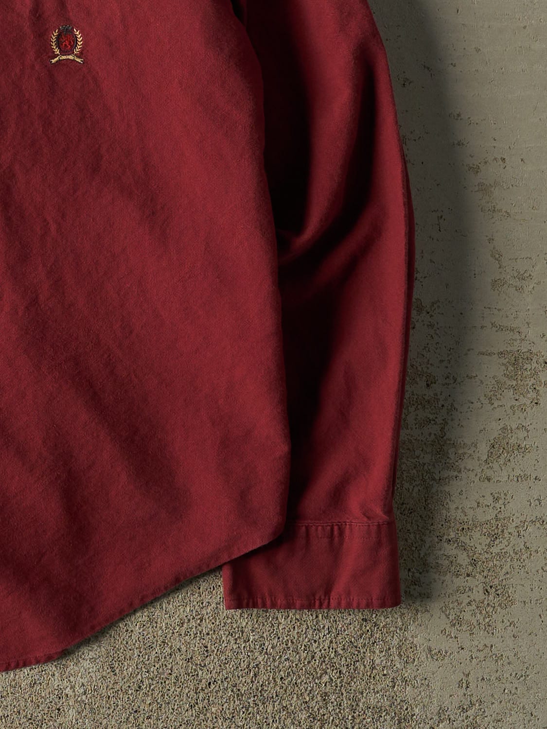 Vintage 90s Burgundy Tommy Hilfiger Button Up Long Sleeve (XXL)