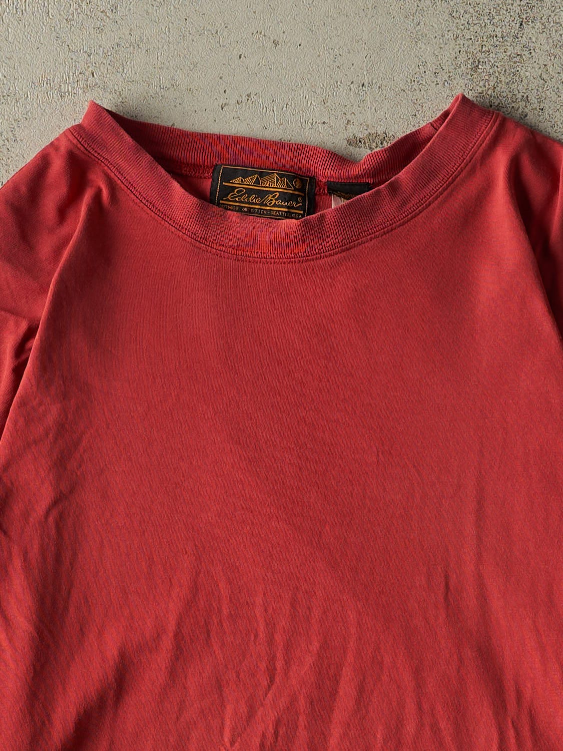 Vintage 90s Sun Faded Red Eddie Bauer Blank Tee (XL/XXL)
