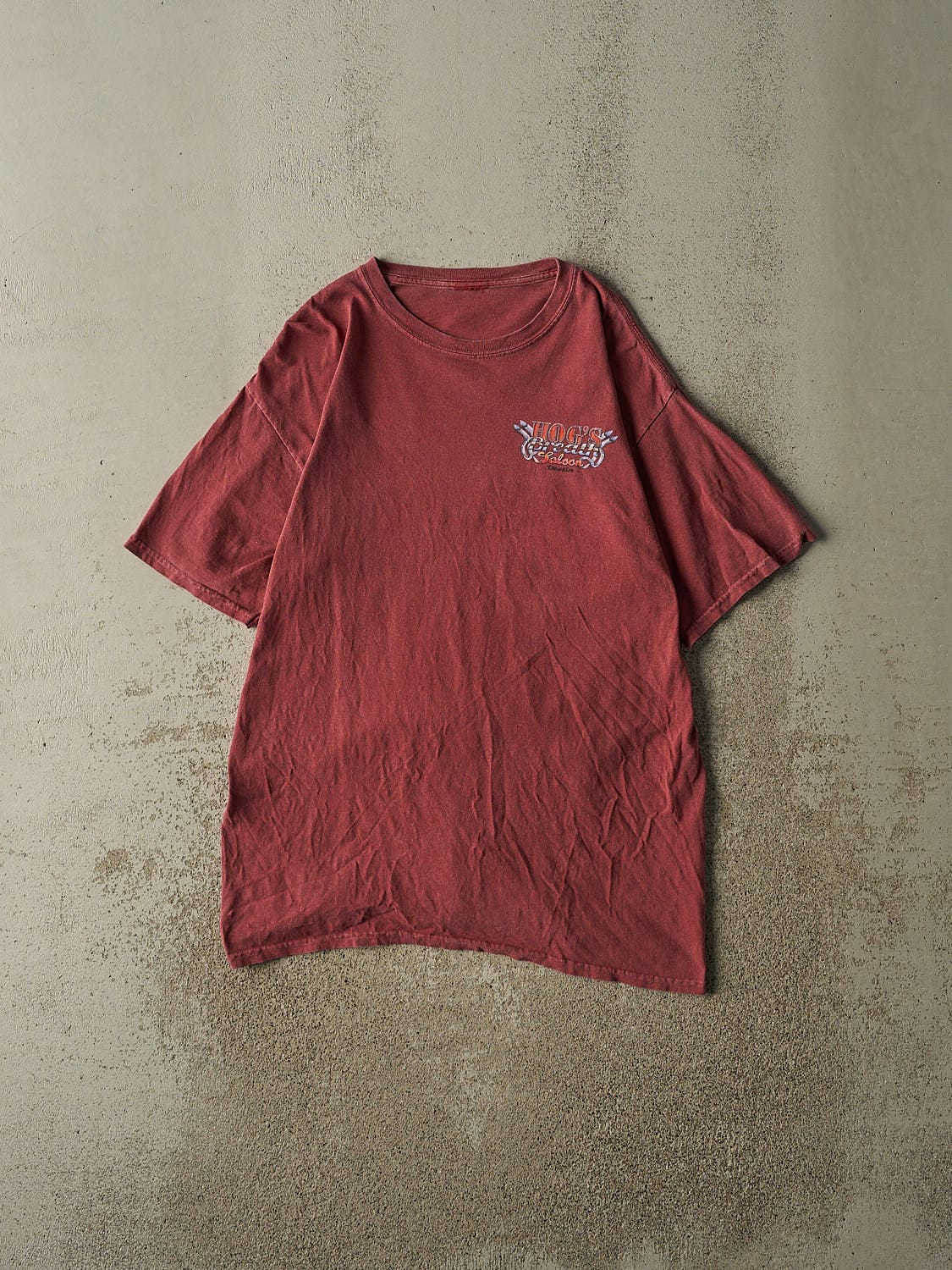 Vintage Y2K Burgundy Hog's Breath Saloon Tee (M/L)