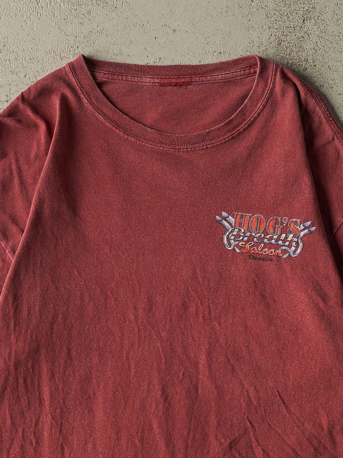 Vintage Y2K Burgundy Hog's Breath Saloon Tee (M/L)