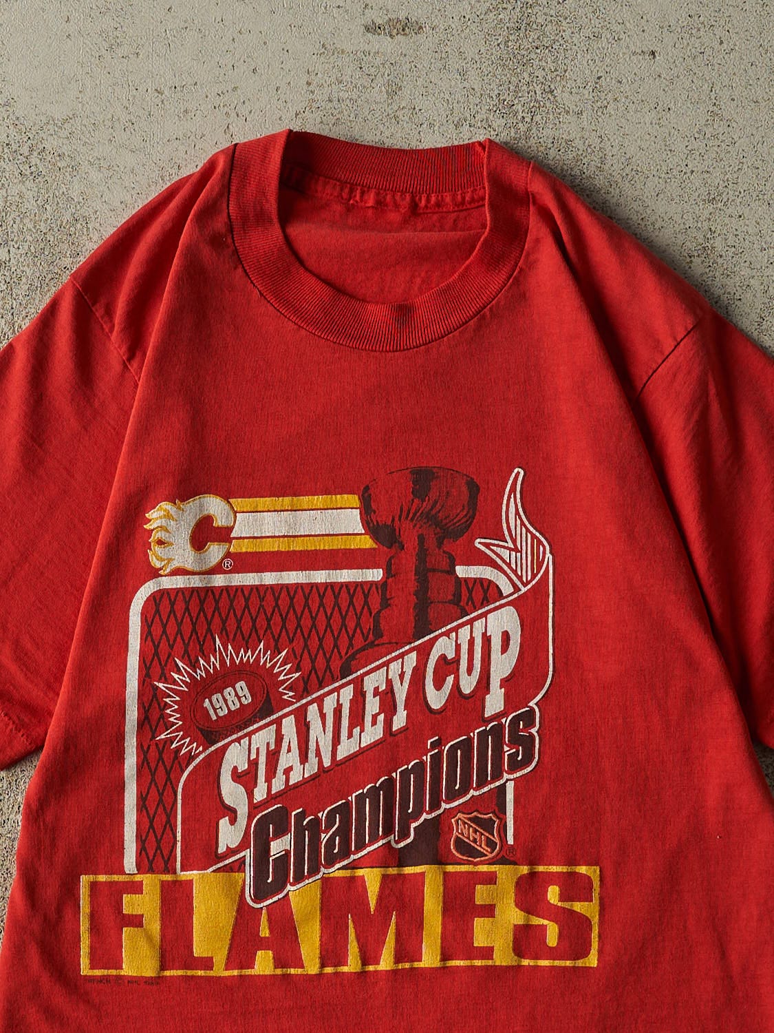 Vintage 89' Red Calgary Flames Stanley Cup Champions Tee (XS/S)