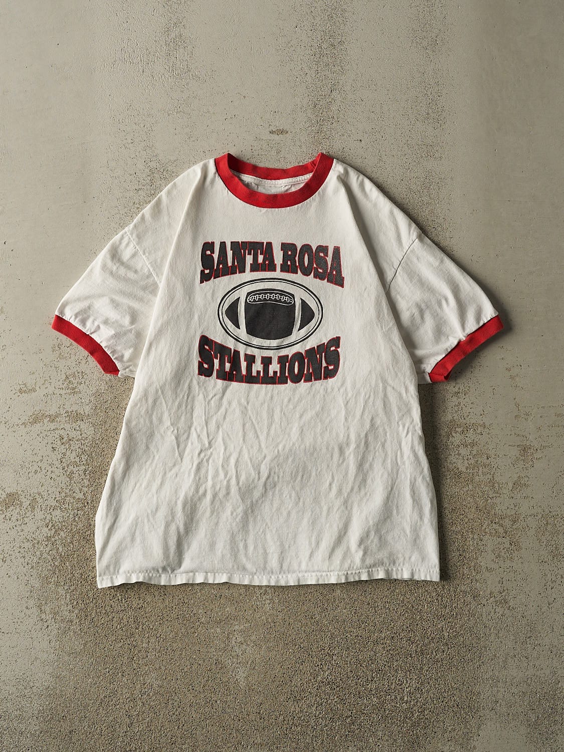Vintage 90s White & Red Santa Rosa Stallions Ringer Tee (L)