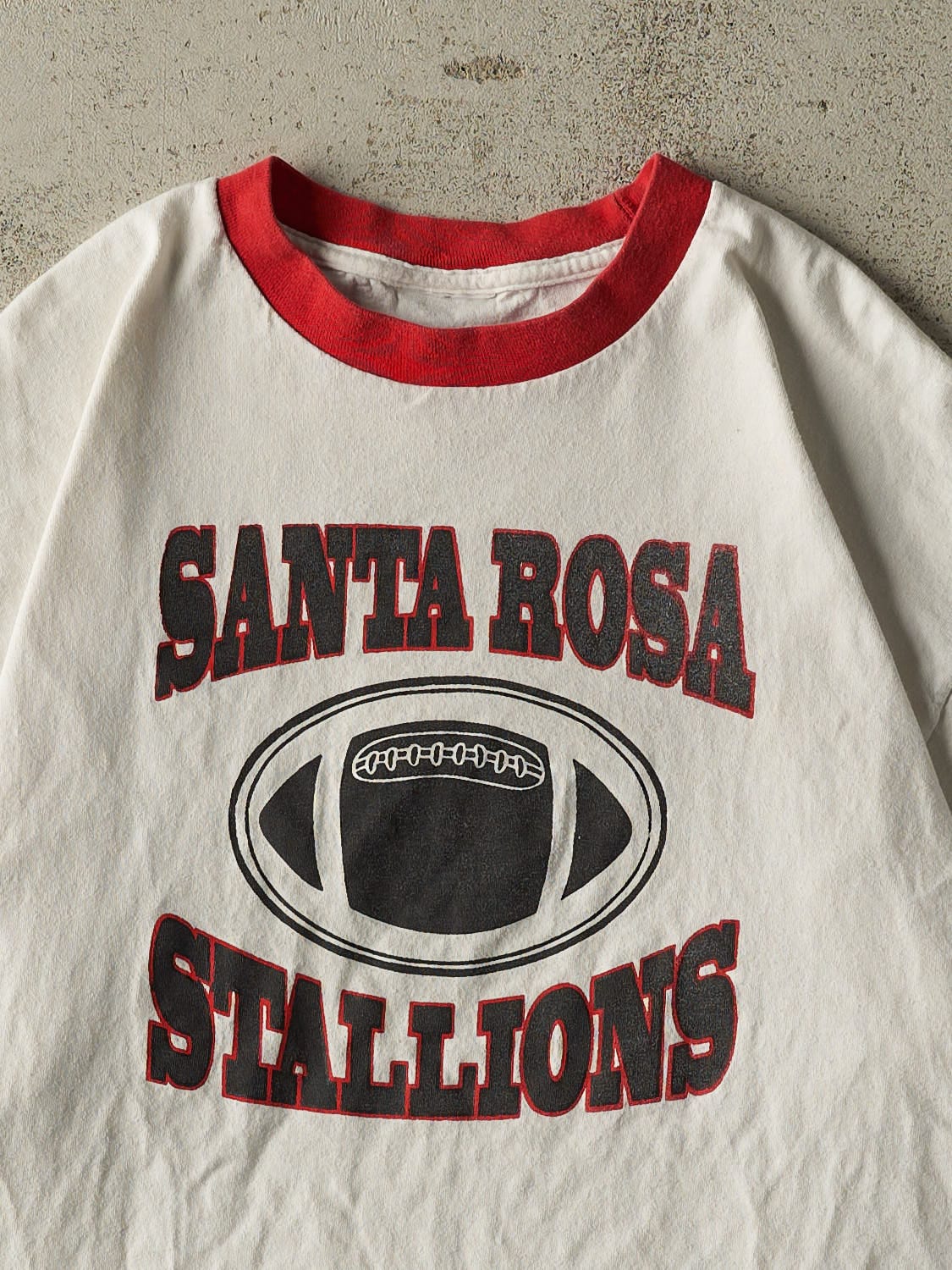 Vintage 90s White & Red Santa Rosa Stallions Ringer Tee (L)