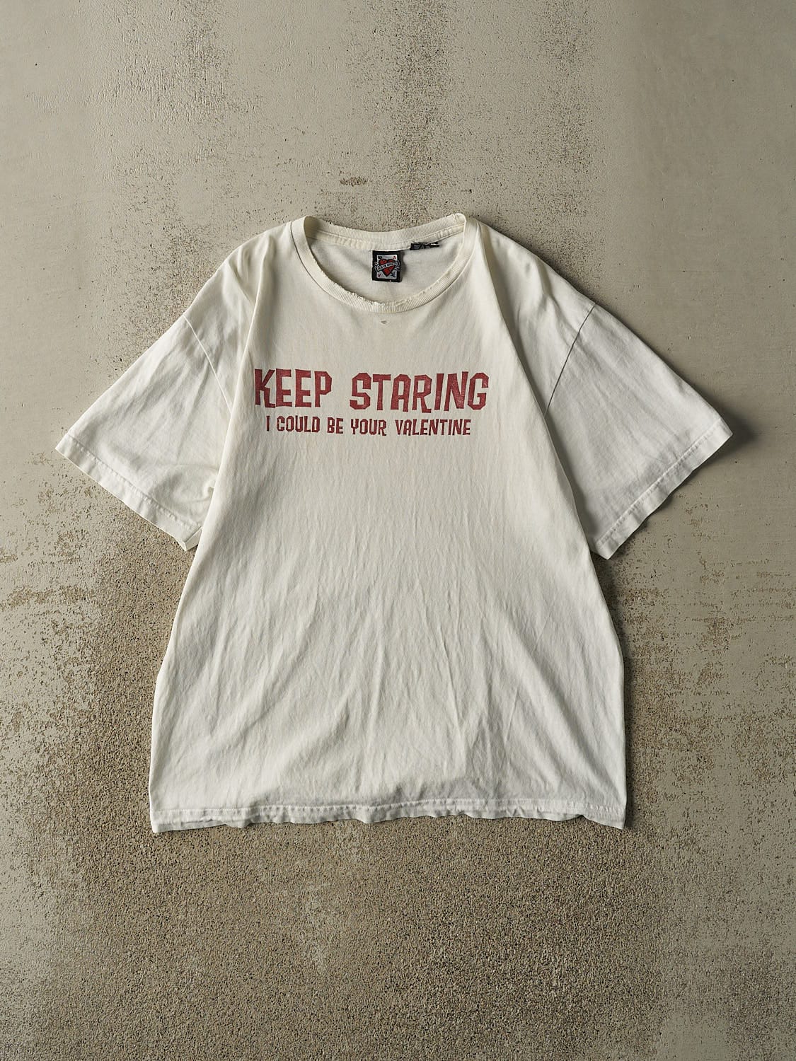 Vintage 90s White "Keep Staring, I Could Be Your Valentine" Tee (L)
