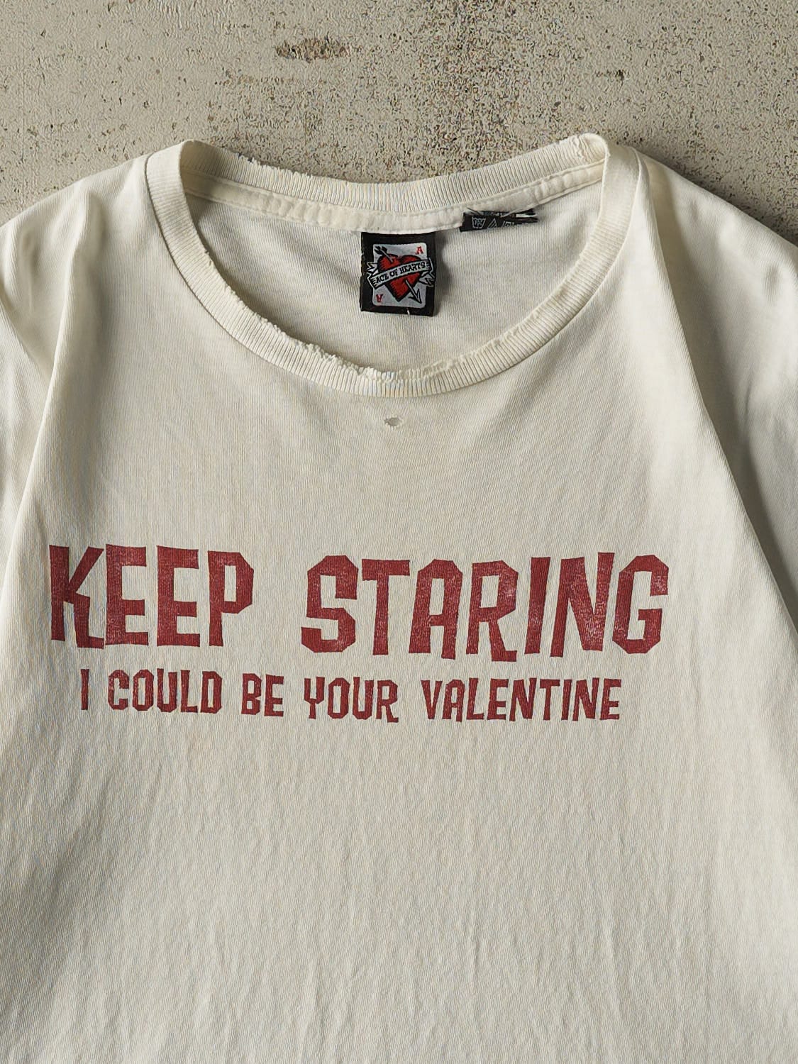 Vintage 90s White "Keep Staring, I Could Be Your Valentine" Tee (L)