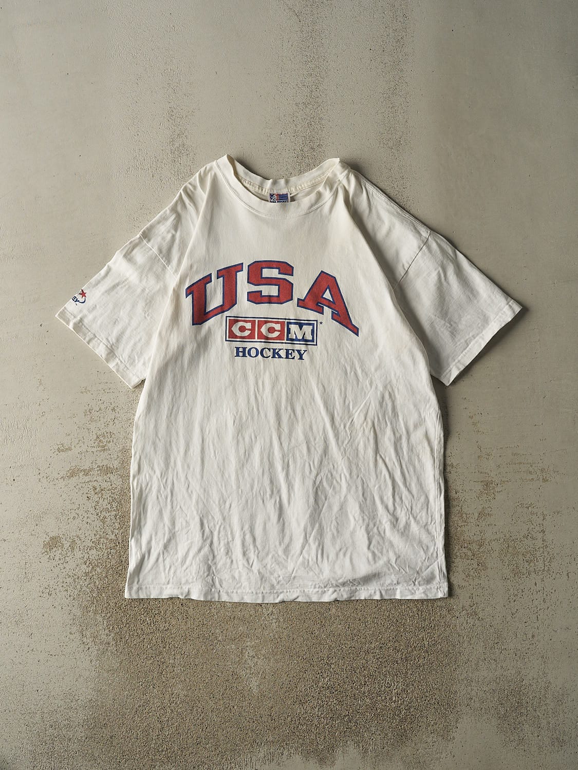 Vintage 90s White Team USA Hockey Tee (XXL/XXXL)