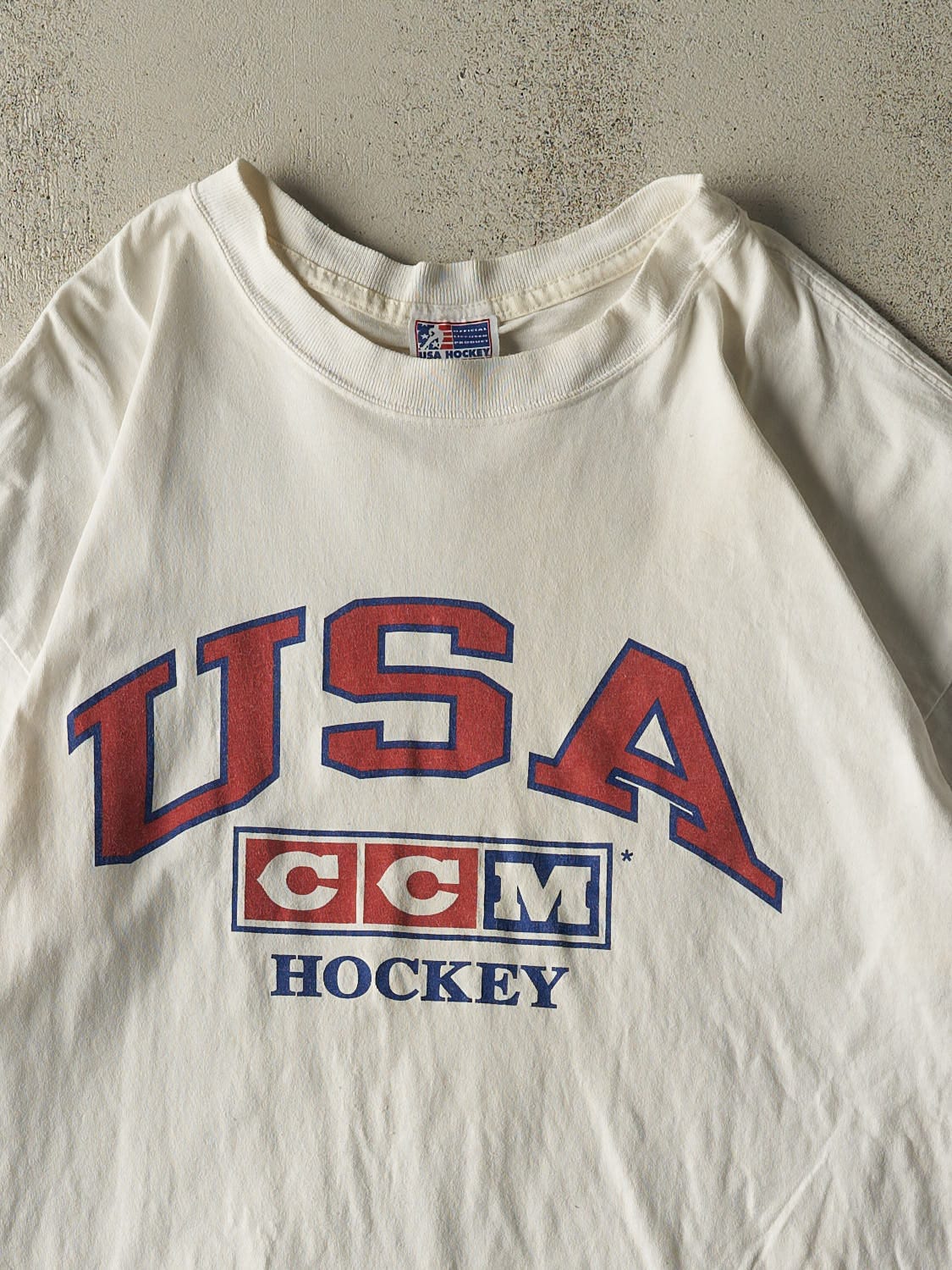 Vintage 90s White Team USA Hockey Tee (XXL/XXXL)