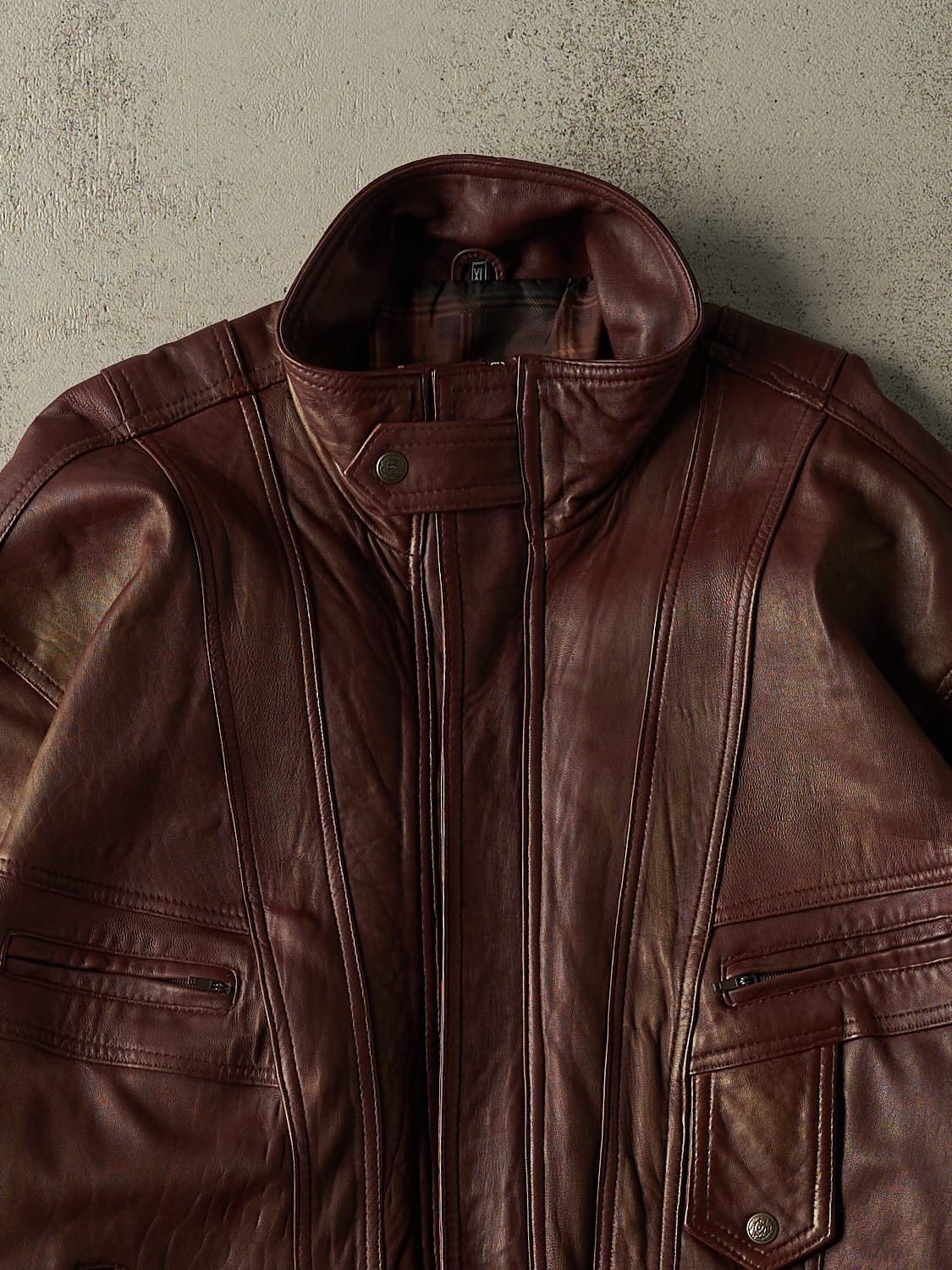 Vintage 80s Burgundy Leather Jacket (XL/XXL)