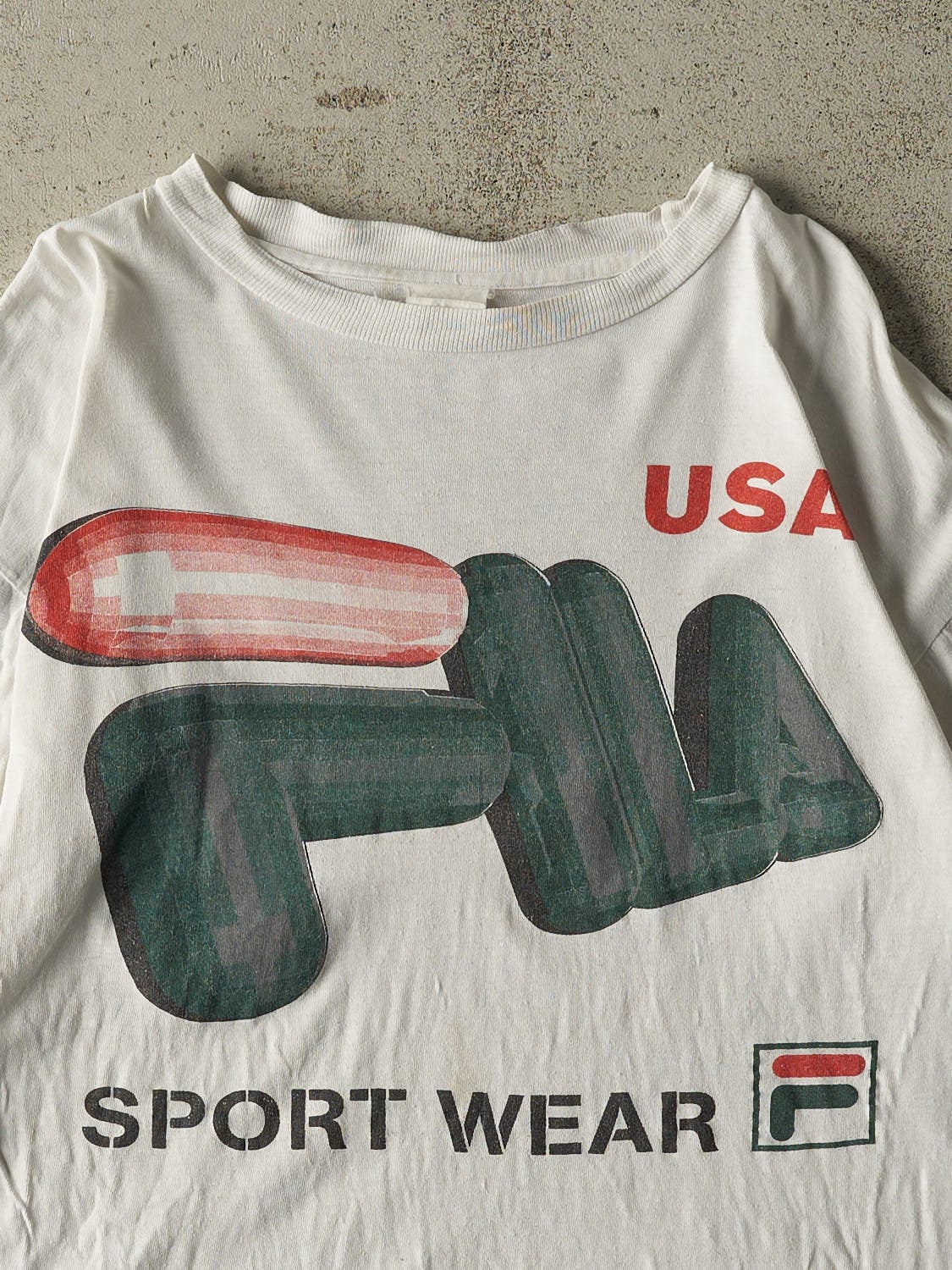 Vintage 90s White Fila Tee (S/M)