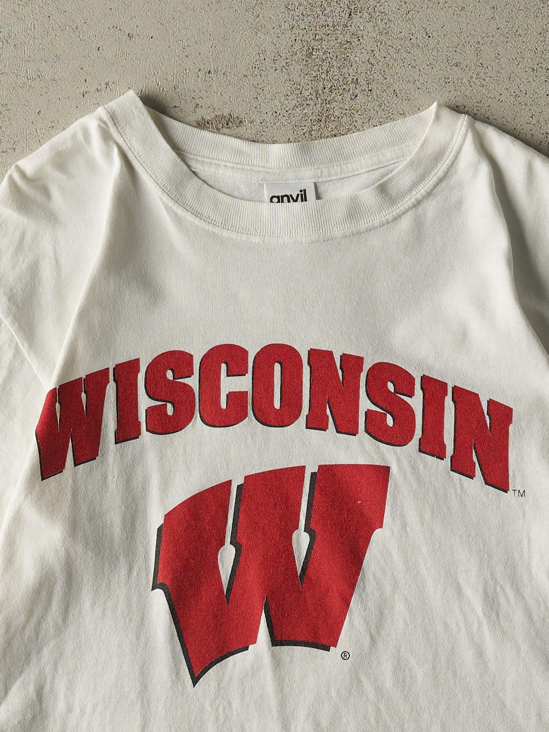 Vintage Y2K White University of Wisconsin Tee (S/M)