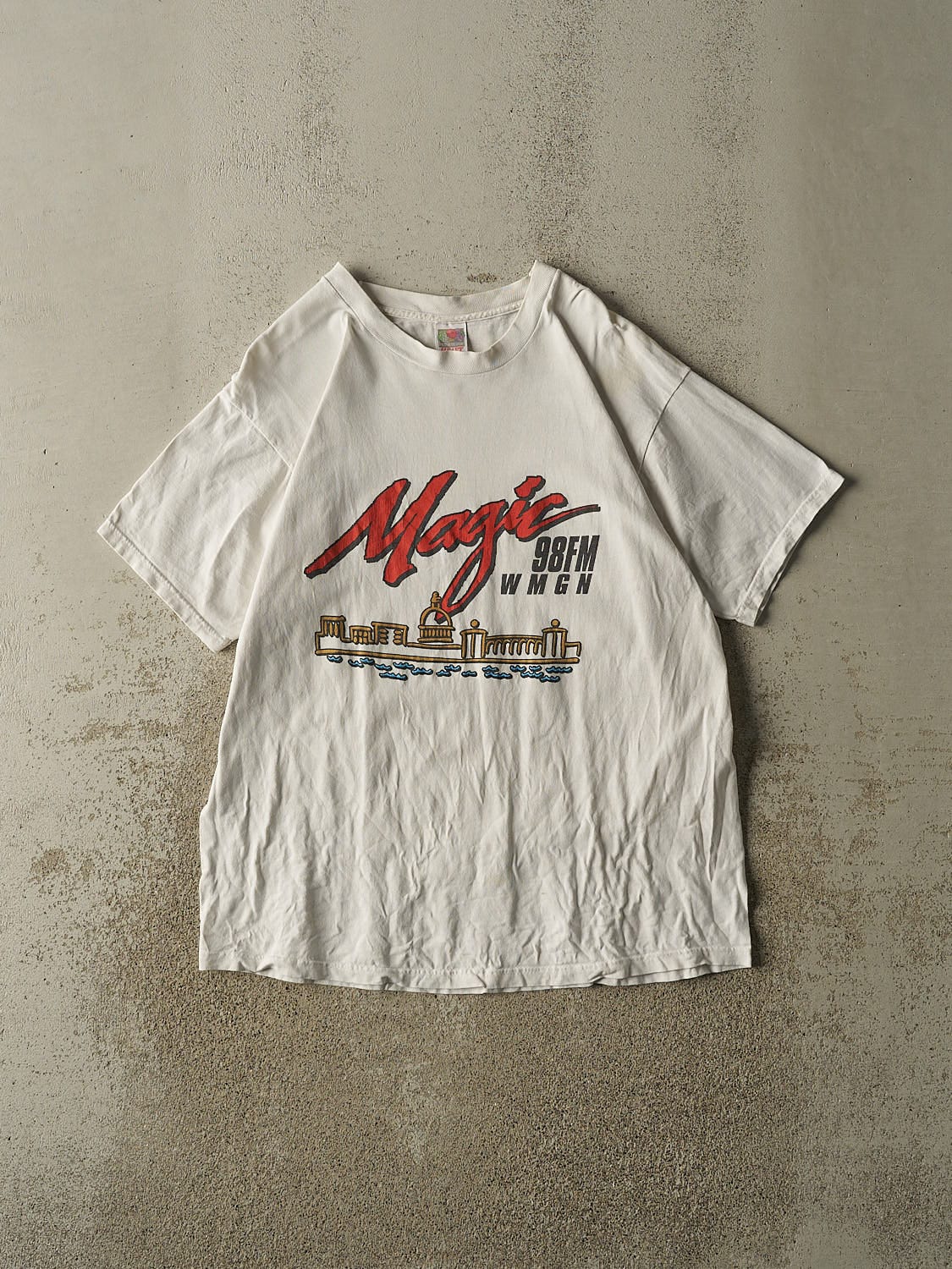 Vintage 90s White 98 FM Tee (L/XL)