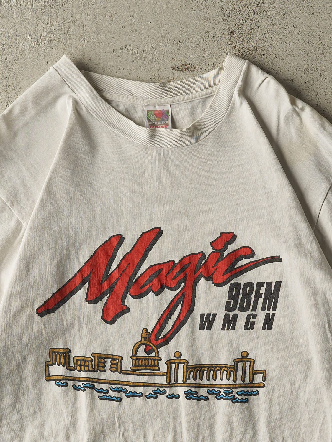 Vintage 90s White 98 FM Tee (L/XL)
