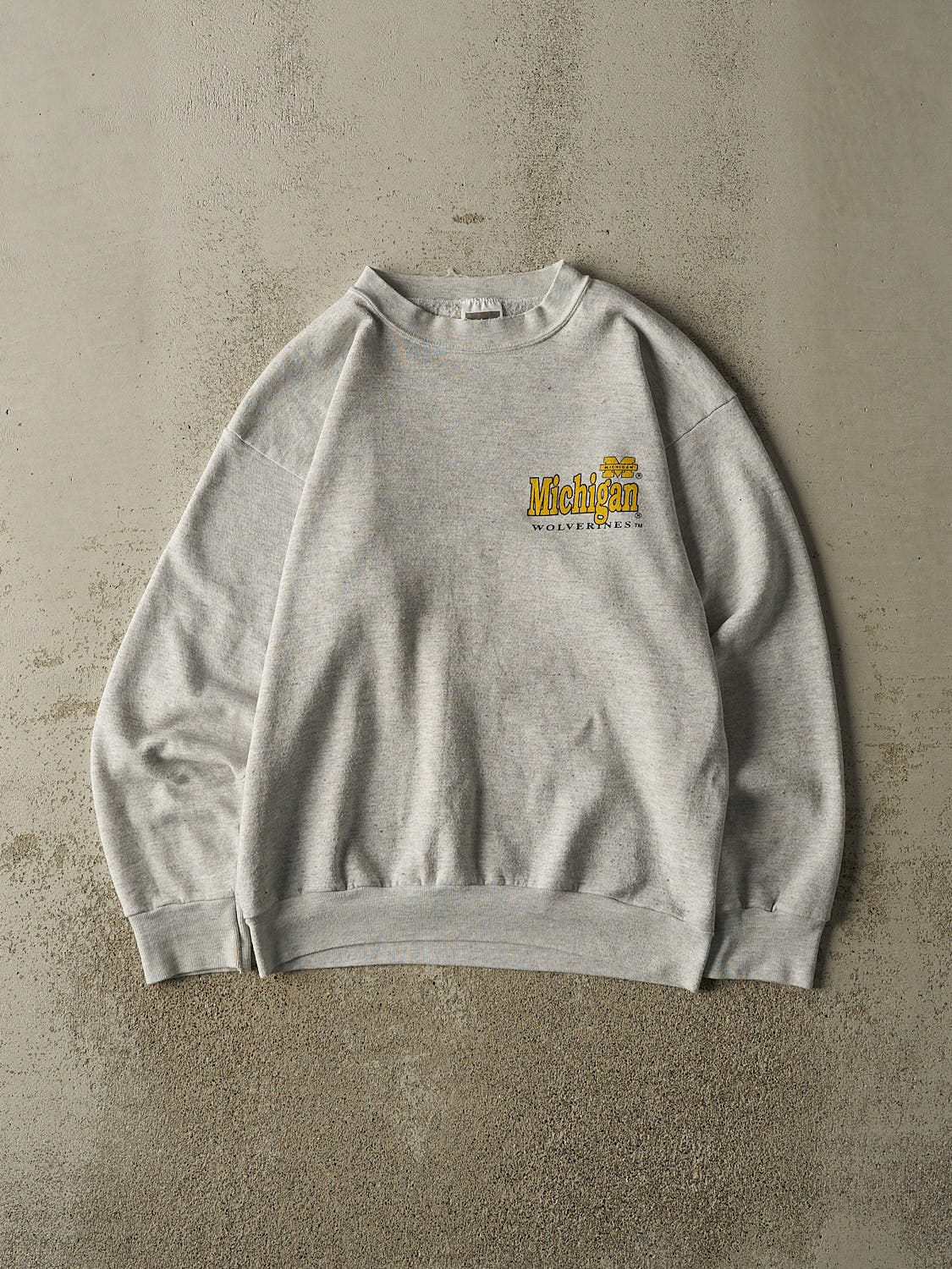Vintage 90s Heather Grey University of Michigan Wolverines Crewneck (M)