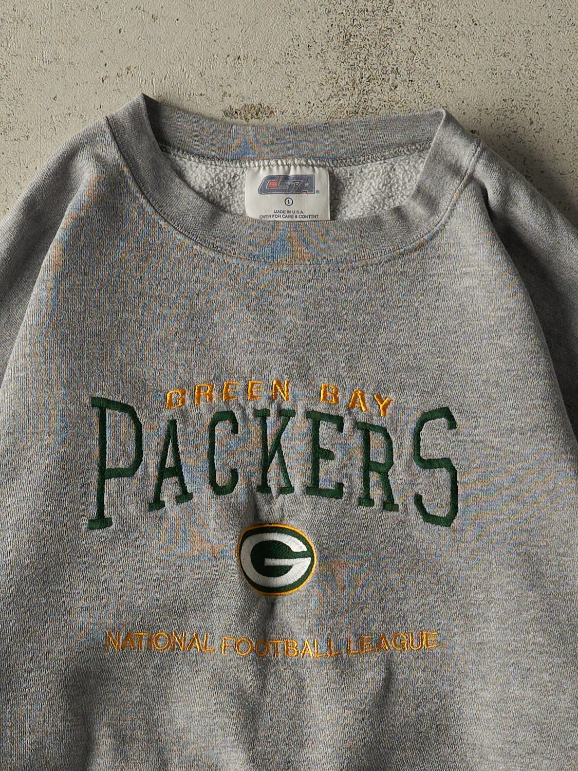 Vintage Y2K Grey Green Bay Packers Crewneck (M/L)