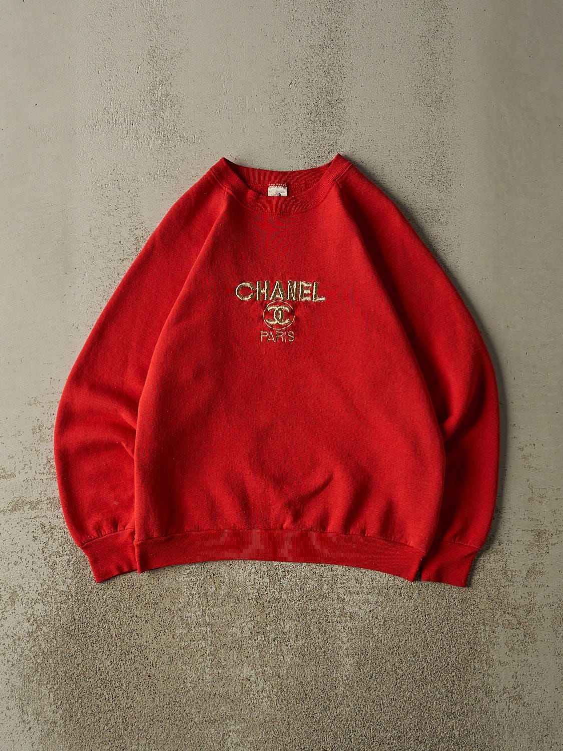 Vintage 80s Red Chanel Bootleg Crewneck (XS/S)