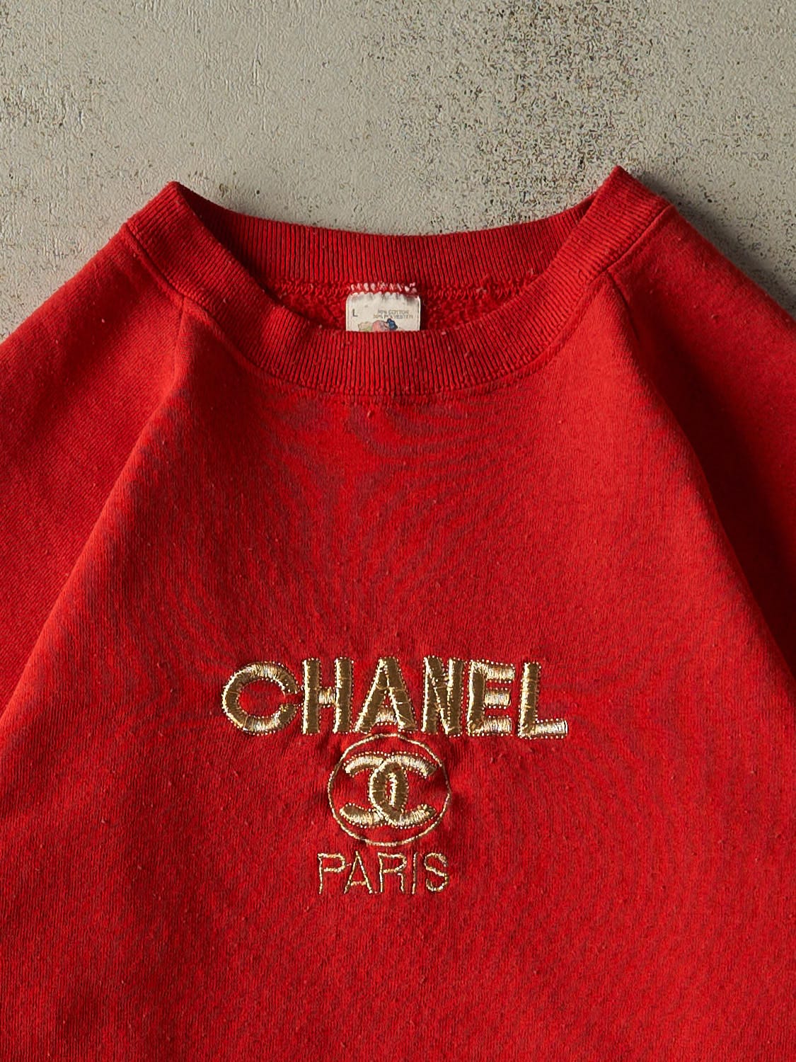 Vintage 80s Red Chanel Bootleg Crewneck (XS/S)