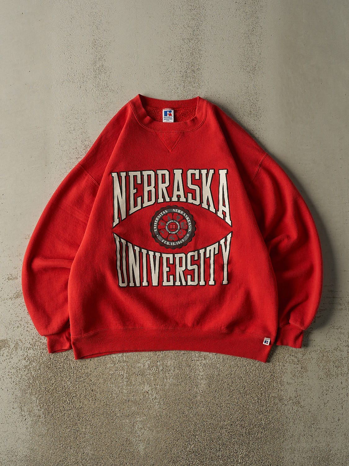 Vintage 90s Red Russell Athletic Nebraska University Crewneck (XL)