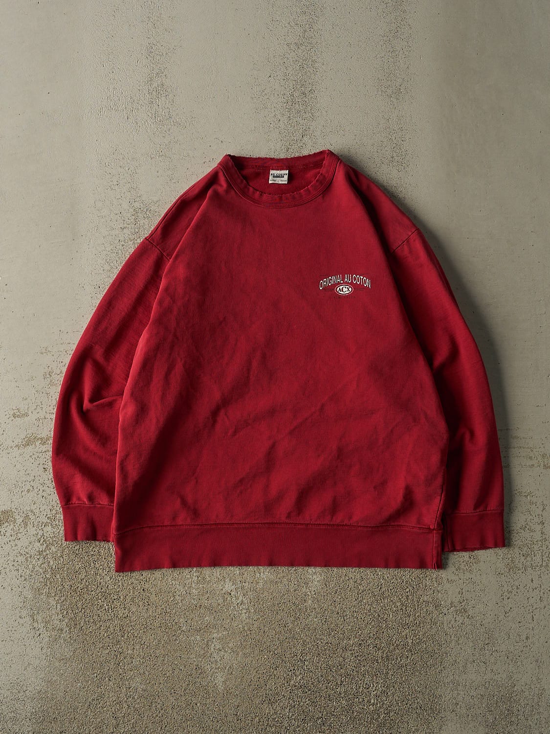 Vintage 90s Red Au Coton Lightweight Crewneck (XL)