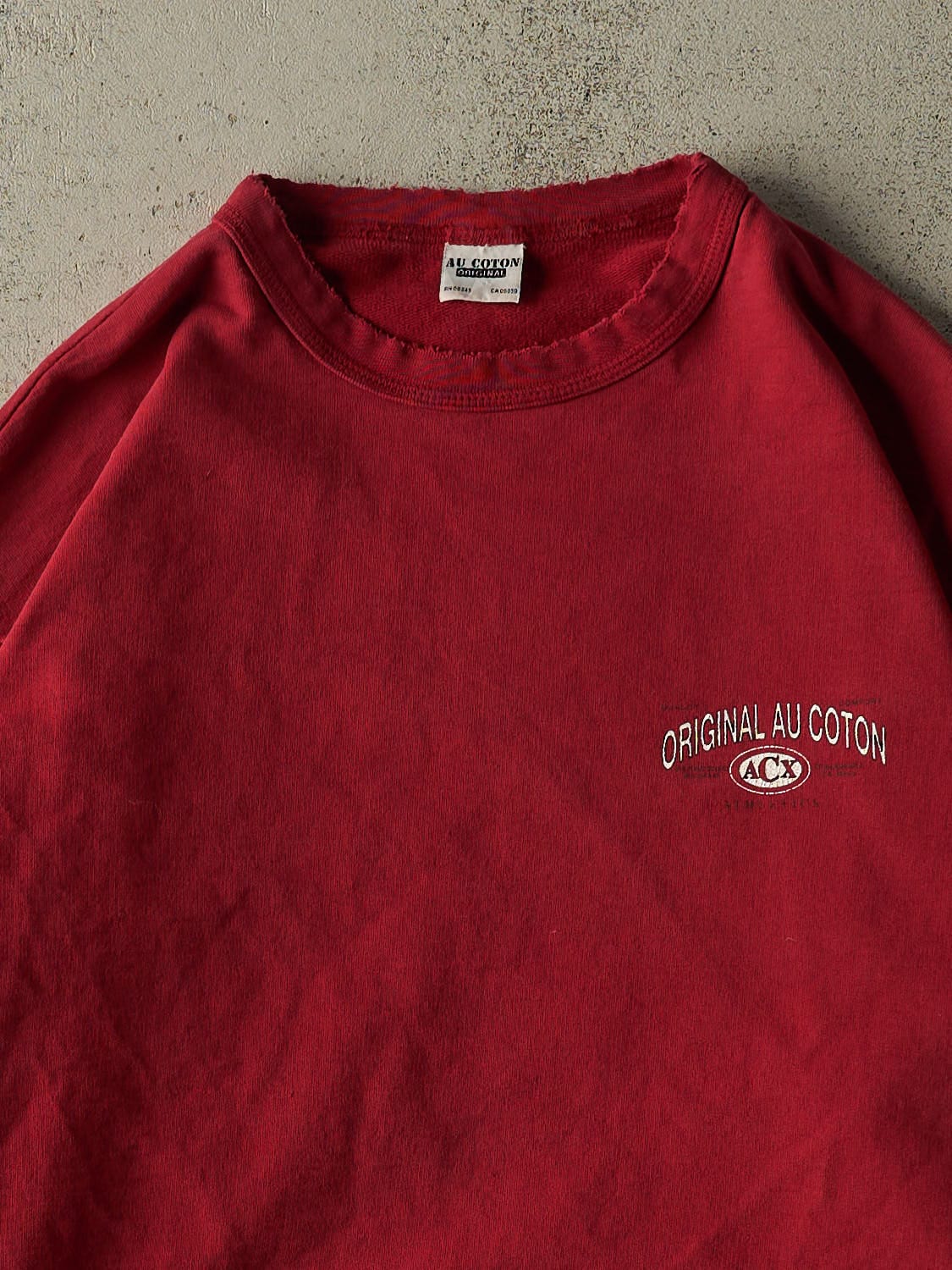 Vintage 90s Red Au Coton Lightweight Crewneck (XL)