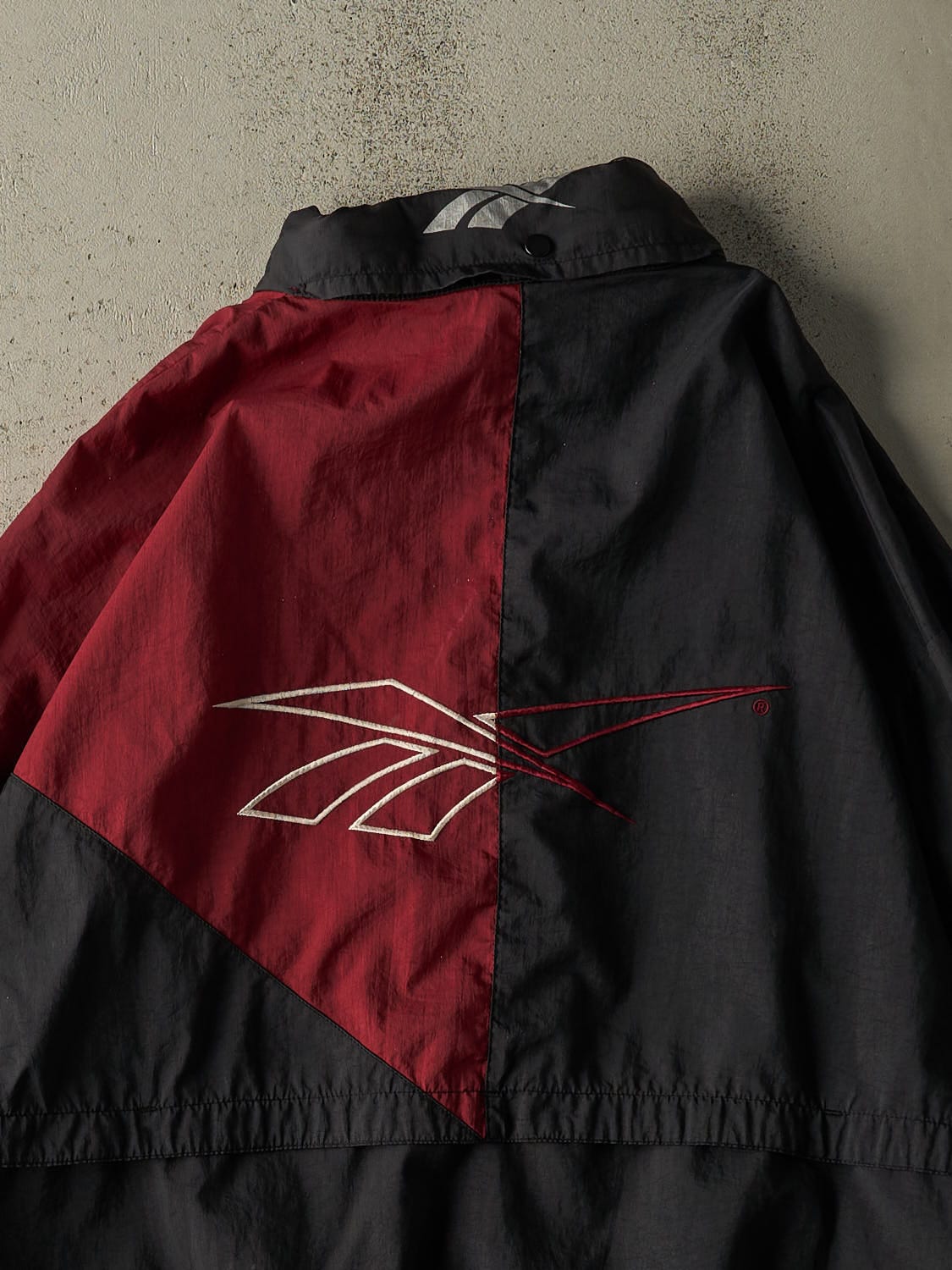 Vintage 90s Burgundy & Black Reebok Embroidered Windbreaker Jacket (L/XL)