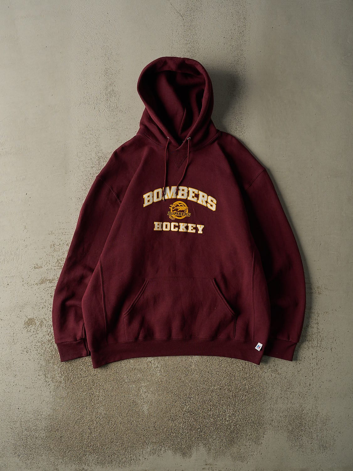Vintage Y2K Burgundy Russell Athletic Bombers Hockey Hoodie (XXL/XXXL)