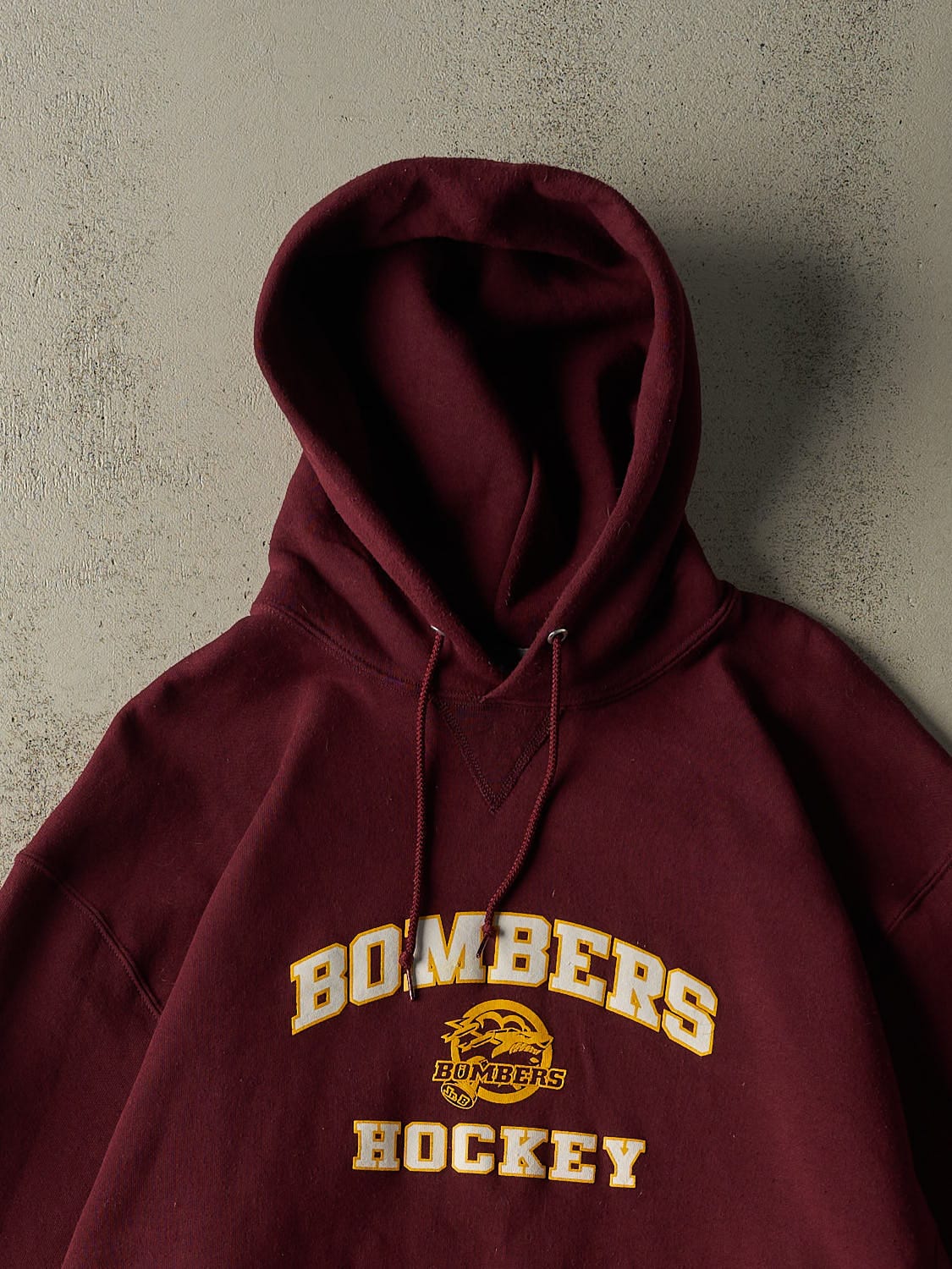 Vintage Y2K Burgundy Russell Athletic Bombers Hockey Hoodie (XXL/XXXL)