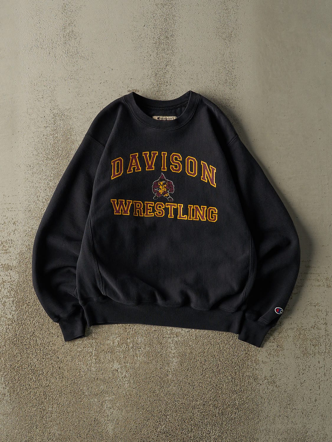 Vintage Y2K Black Champion Reverse Weave Davison Wrestling Crewneck (XS/S)